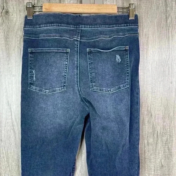 Spanx Jeans Medium Skinny Raw Ham Distressed Blue Color Tummy Control M - Picture 7 of 11